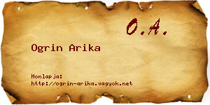 Ogrin Arika névjegykártya